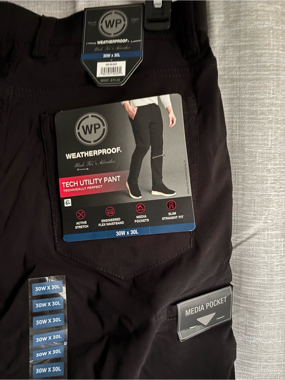 Weatherproof Men’s Black Tech Utility Cargo Pants